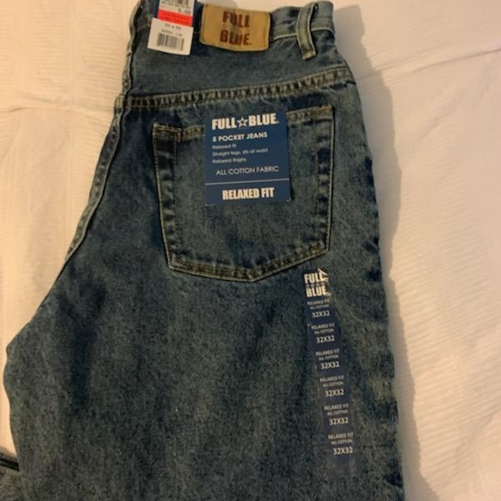 Full Blue Men's Relaxed Fit Jeans - Blue 32/32 - Picture 2 of 5